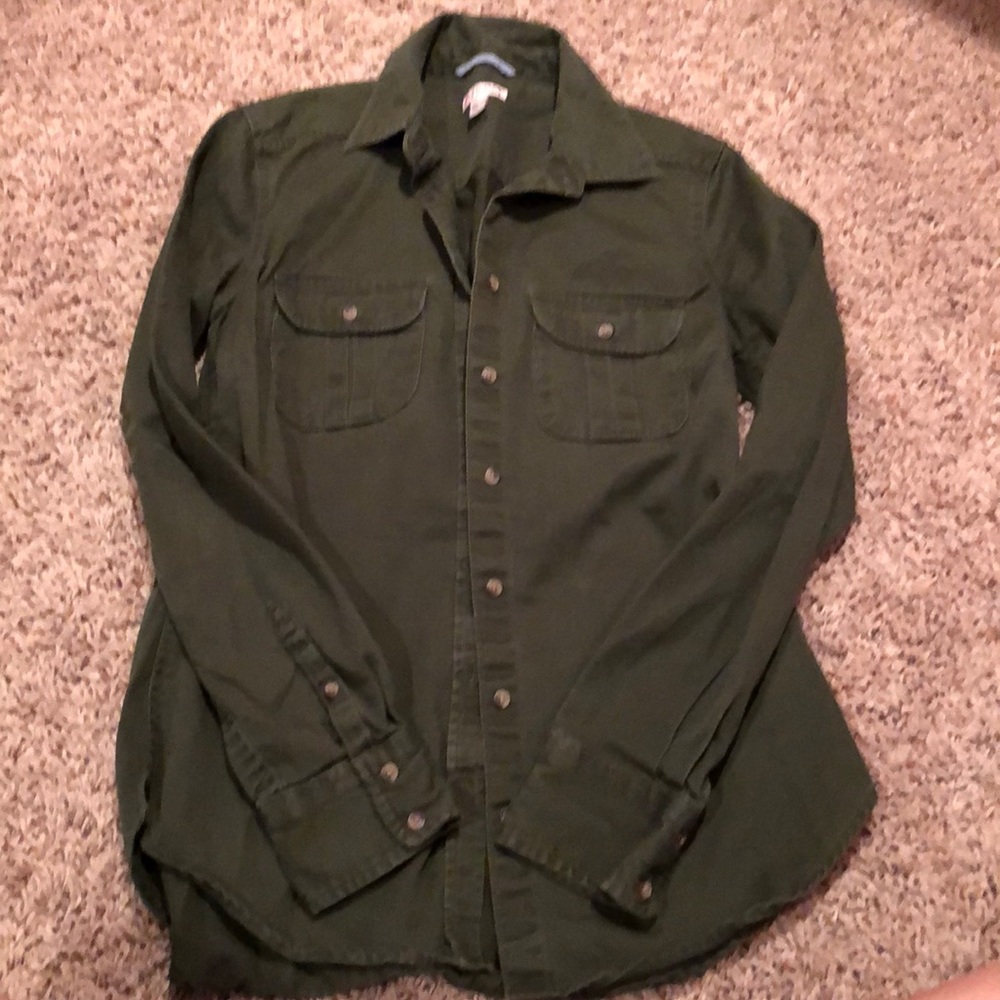 Olive button down shirt